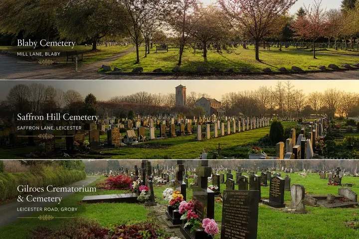 Blaby Cemetery, Saffron Hill Cemetery and Gilroes Cemetery in Leicester