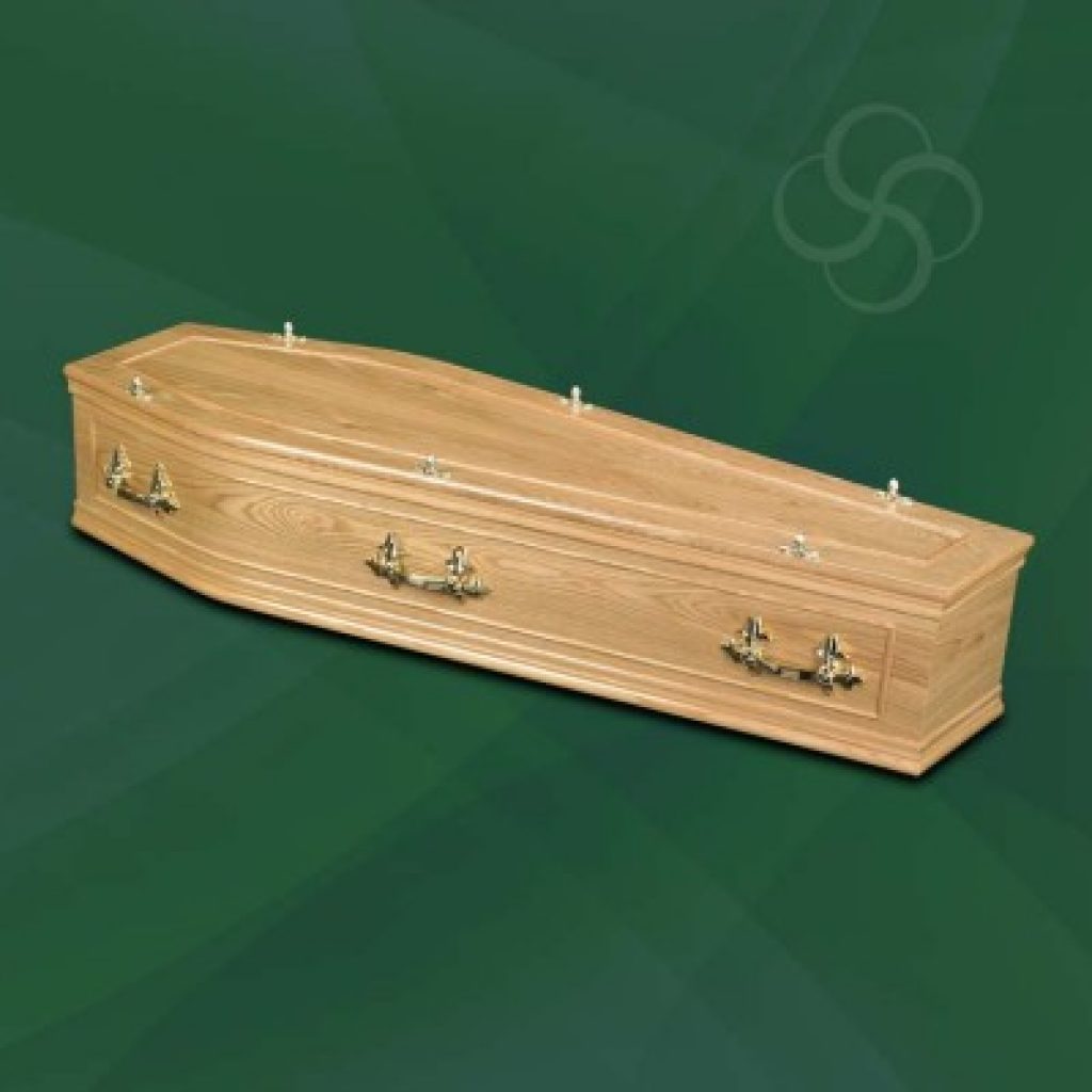 Belmont light oak coffin