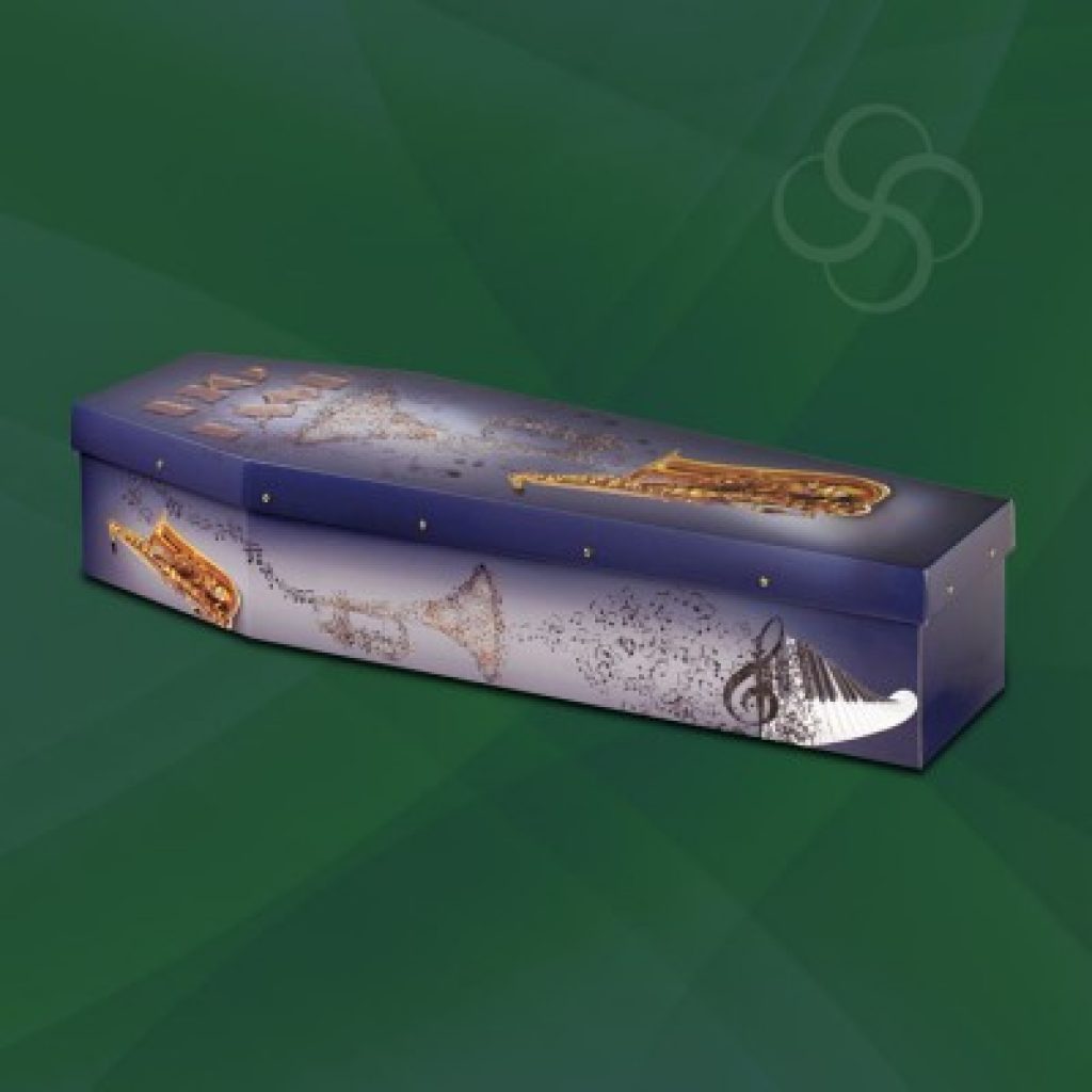 Big Band picture cardboard coffin