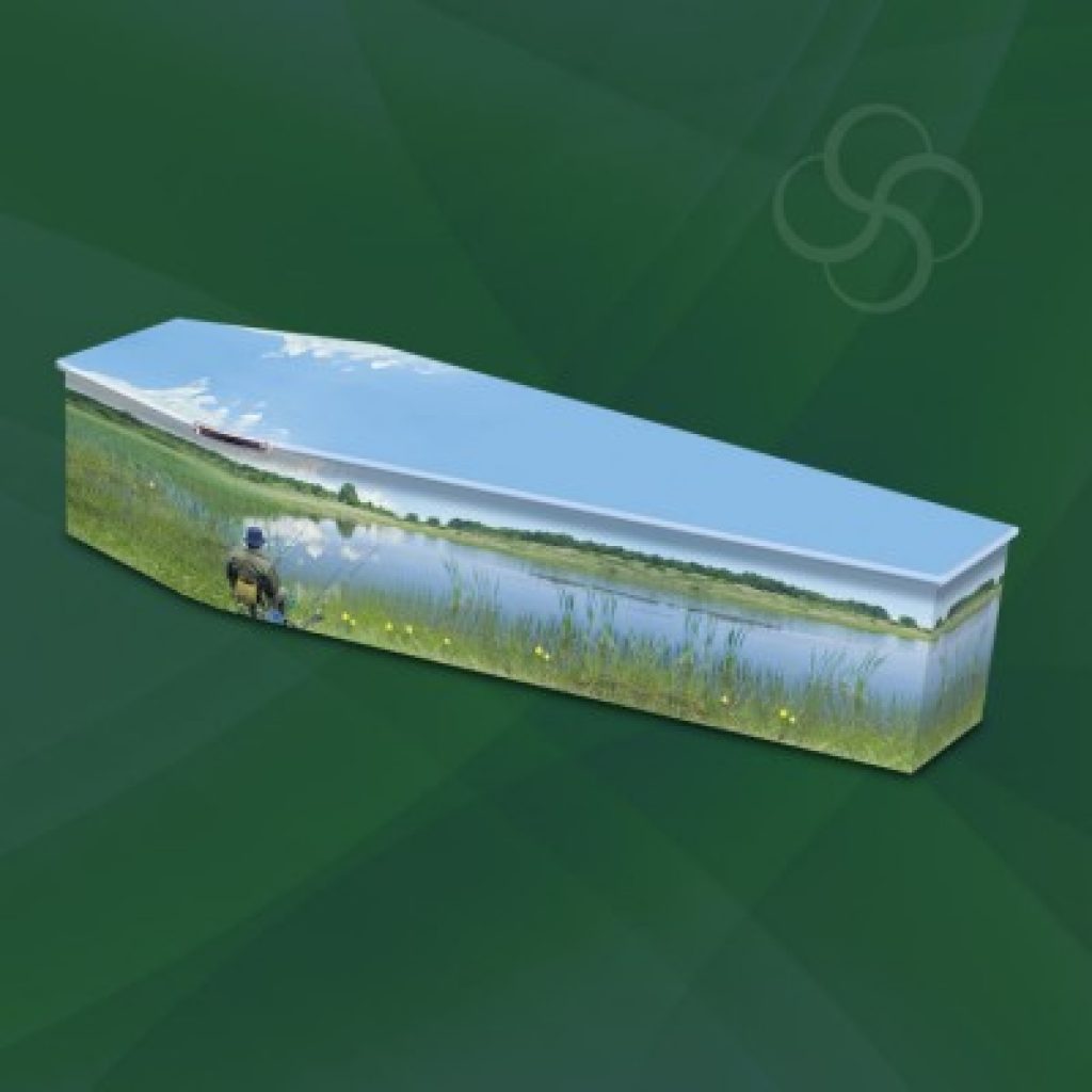 Fisherman picture wooden coffin