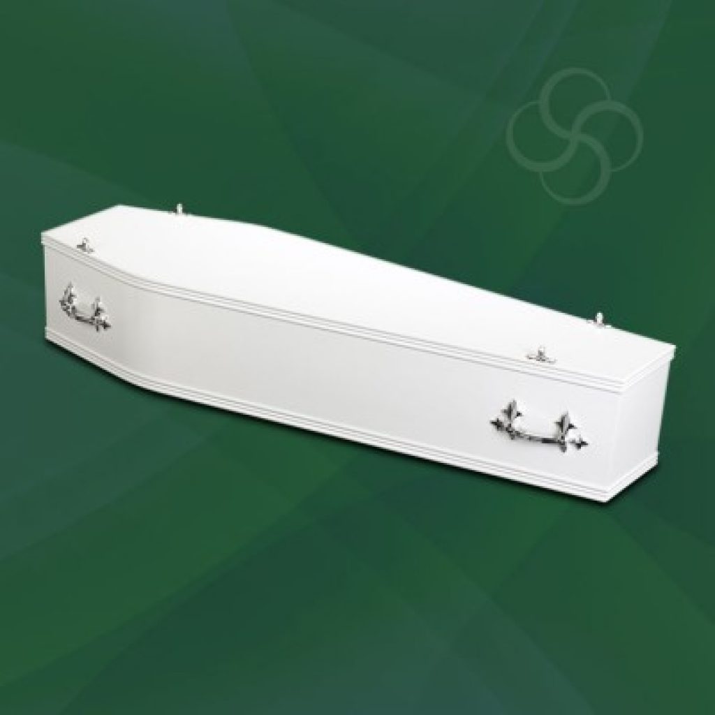 Pastel white modern coffin