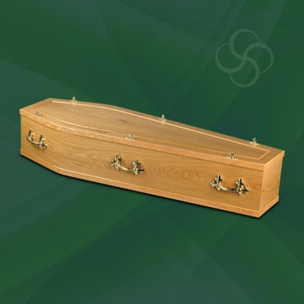 Southwell traditional light oak coffin