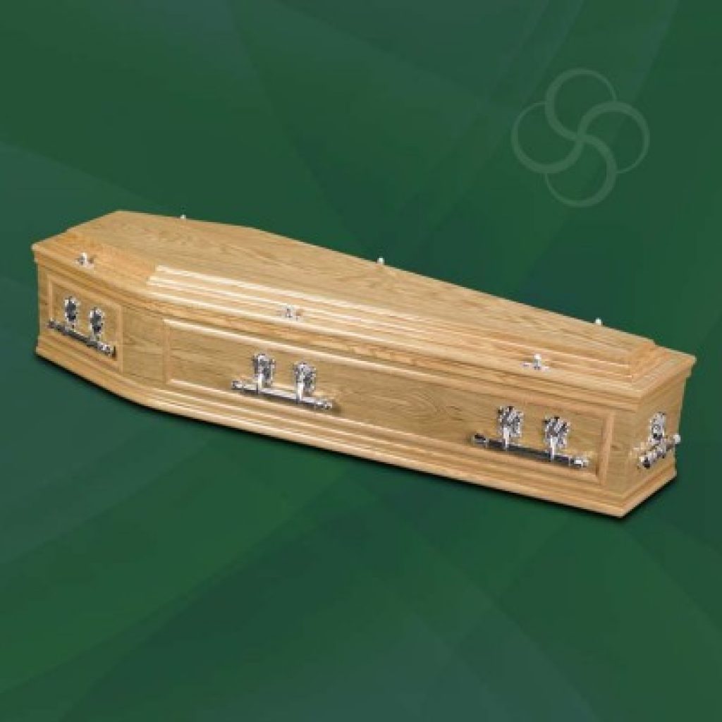 Warwick light oak coffin