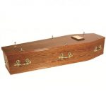 The Islay Oak style veneer coffn with a light Teak polish.