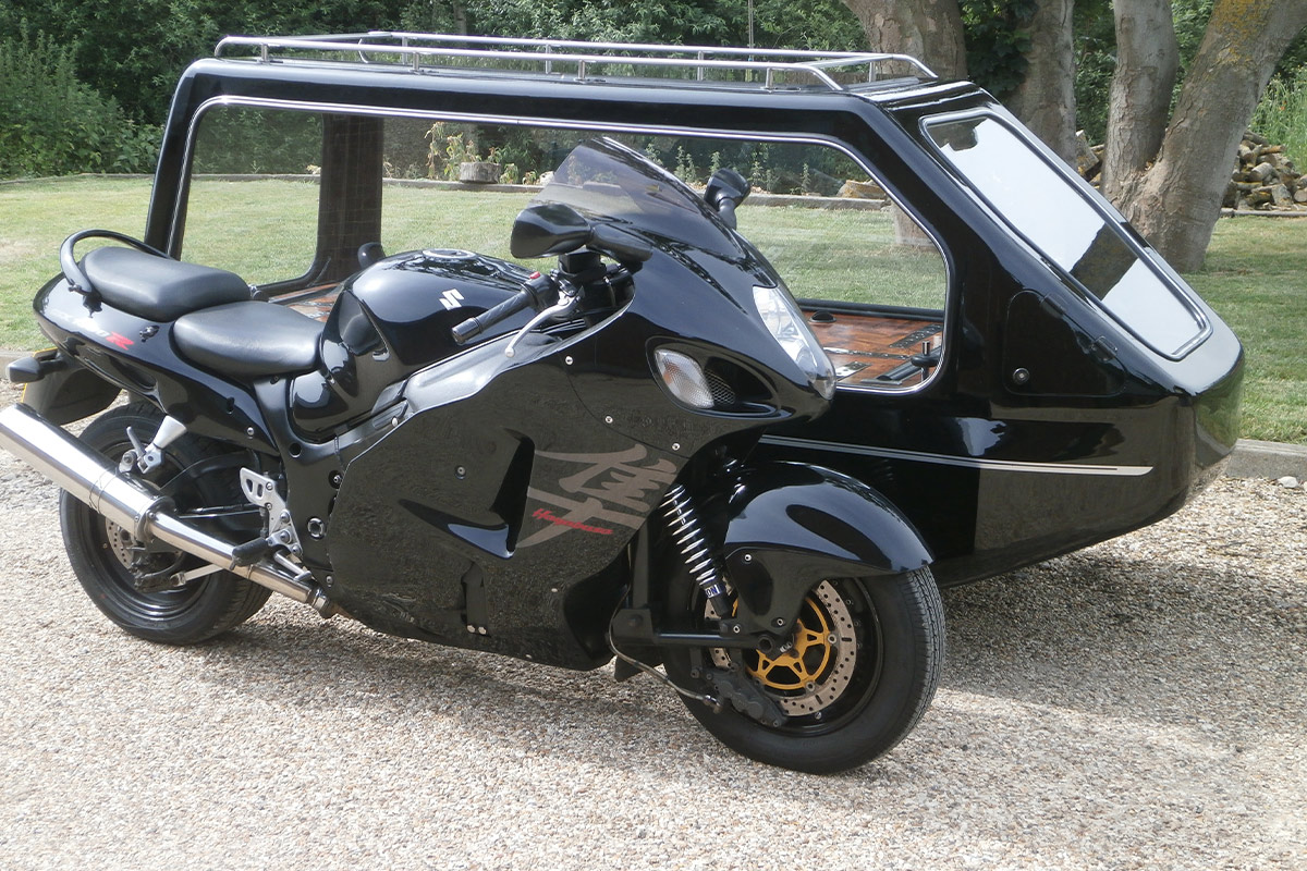 Suzuki motorcycle funeral hearse for a modern biker funeral