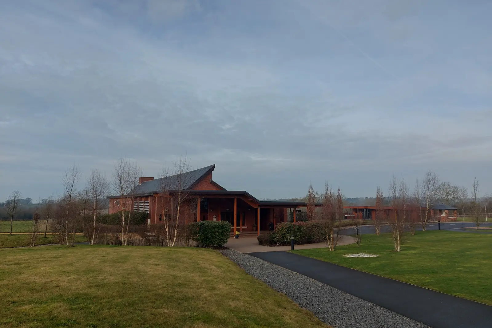 Main entrance to Great Glen Crematorium in Leicestershire